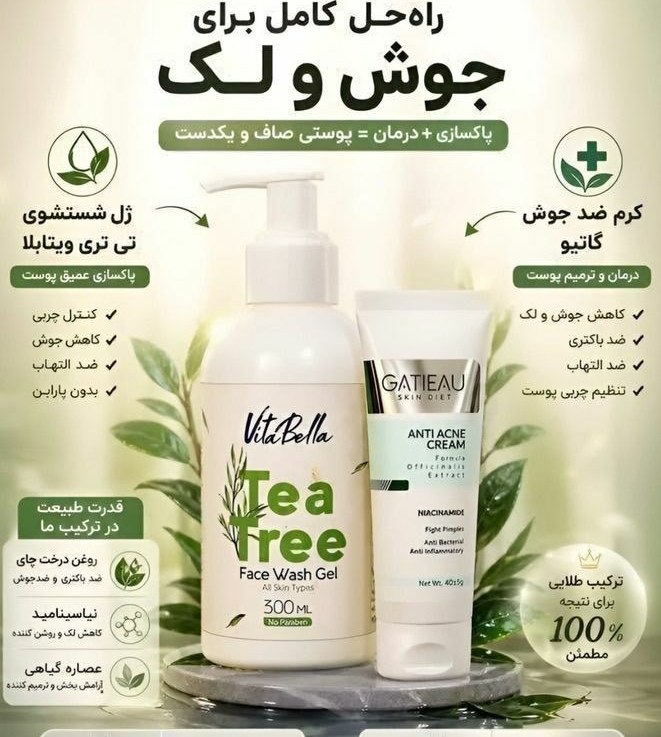 رفع لک و اکنه و جوش با دو محصول ژل انتی اکنه گاتیو و ژل شست و شو ویتابلا